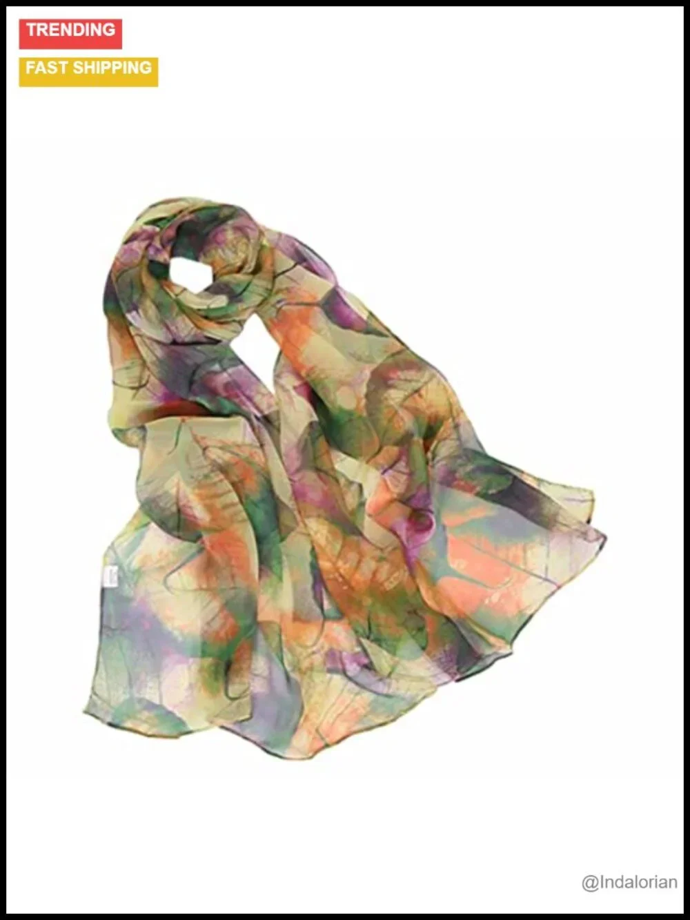 Elegant Floral Pattern Lightweight Sheer Scarf Shawl Wrap